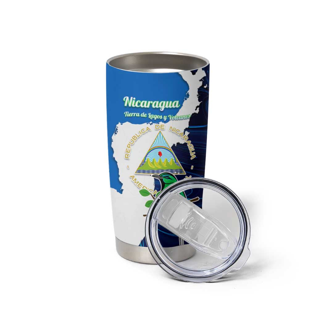 Nicaragua Guardabarranco Bird Tumbler Cup with Volcano Map and National Emblem Design - Wonder Print Shop