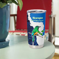 Nicaragua Guardabarranco Bird Tumbler Cup with Volcano Map and National Emblem Design - Wonder Print Shop