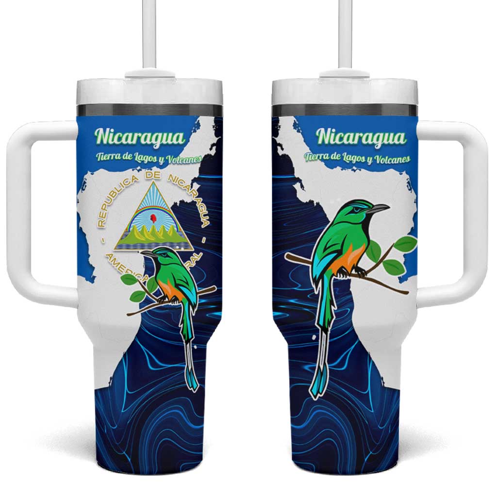 Nicaragua Guardabarranco Bird Tumbler With Handle with Volcano Map and National Emblem Design - Wonder Print Shop