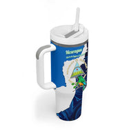 Nicaragua Guardabarranco Bird Tumbler With Handle with Volcano Map and National Emblem Design - Wonder Print Shop