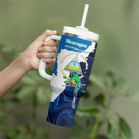 Nicaragua Guardabarranco Bird Tumbler With Handle with Volcano Map and National Emblem Design - Wonder Print Shop