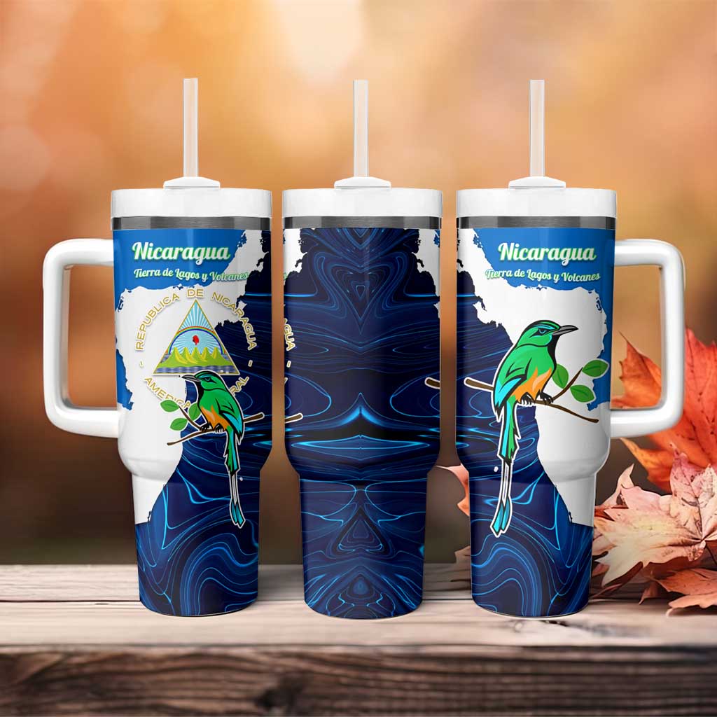 Nicaragua Guardabarranco Bird Tumbler With Handle with Volcano Map and National Emblem Design - Wonder Print Shop