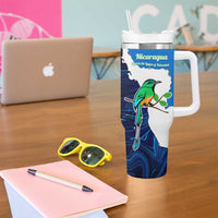 Nicaragua Guardabarranco Bird Tumbler With Handle with Volcano Map and National Emblem Design - Wonder Print Shop