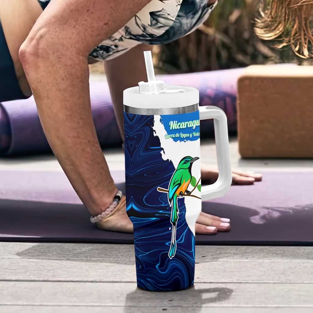 Nicaragua Guardabarranco Bird Tumbler With Handle with Volcano Map and National Emblem Design - Wonder Print Shop
