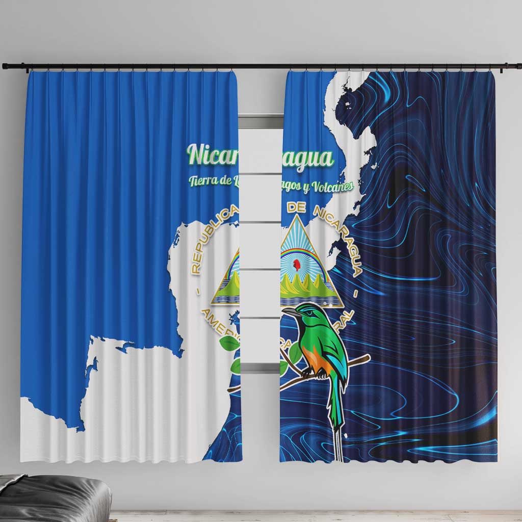 Nicaragua Guardabarranco Bird Window Curtain with Volcano Map and National Emblem Design - Wonder Print Shop