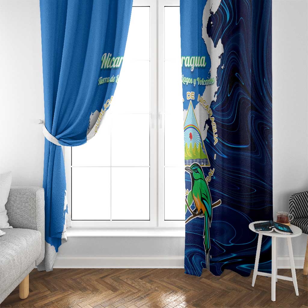 Nicaragua Guardabarranco Bird Window Curtain with Volcano Map and National Emblem Design - Wonder Print Shop