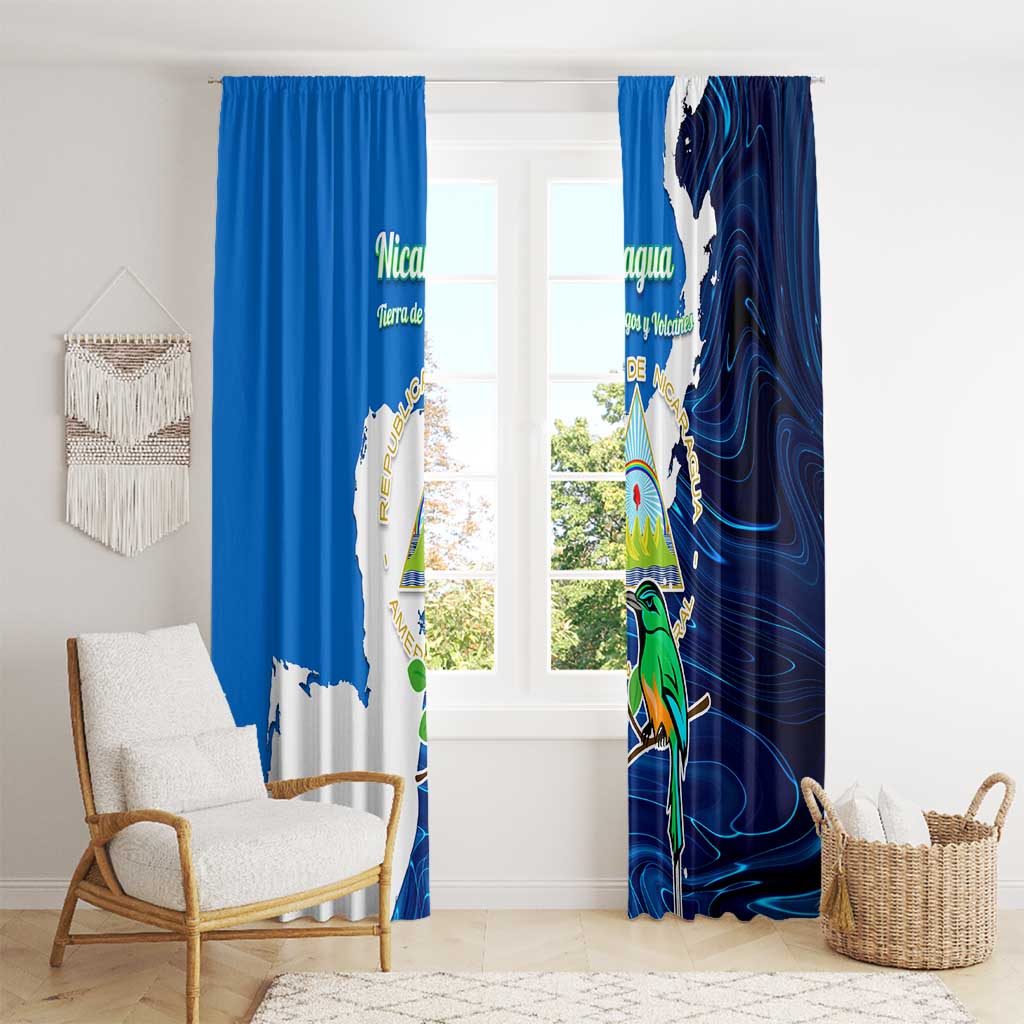 Nicaragua Guardabarranco Bird Window Curtain with Volcano Map and National Emblem Design - Wonder Print Shop