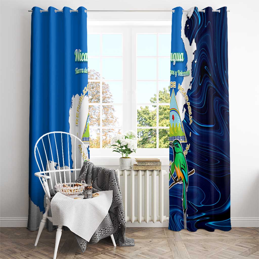 Nicaragua Guardabarranco Bird Window Curtain with Volcano Map and National Emblem Design - Wonder Print Shop