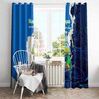 Nicaragua Guardabarranco Bird Window Curtain with Volcano Map and National Emblem Design - Wonder Print Shop