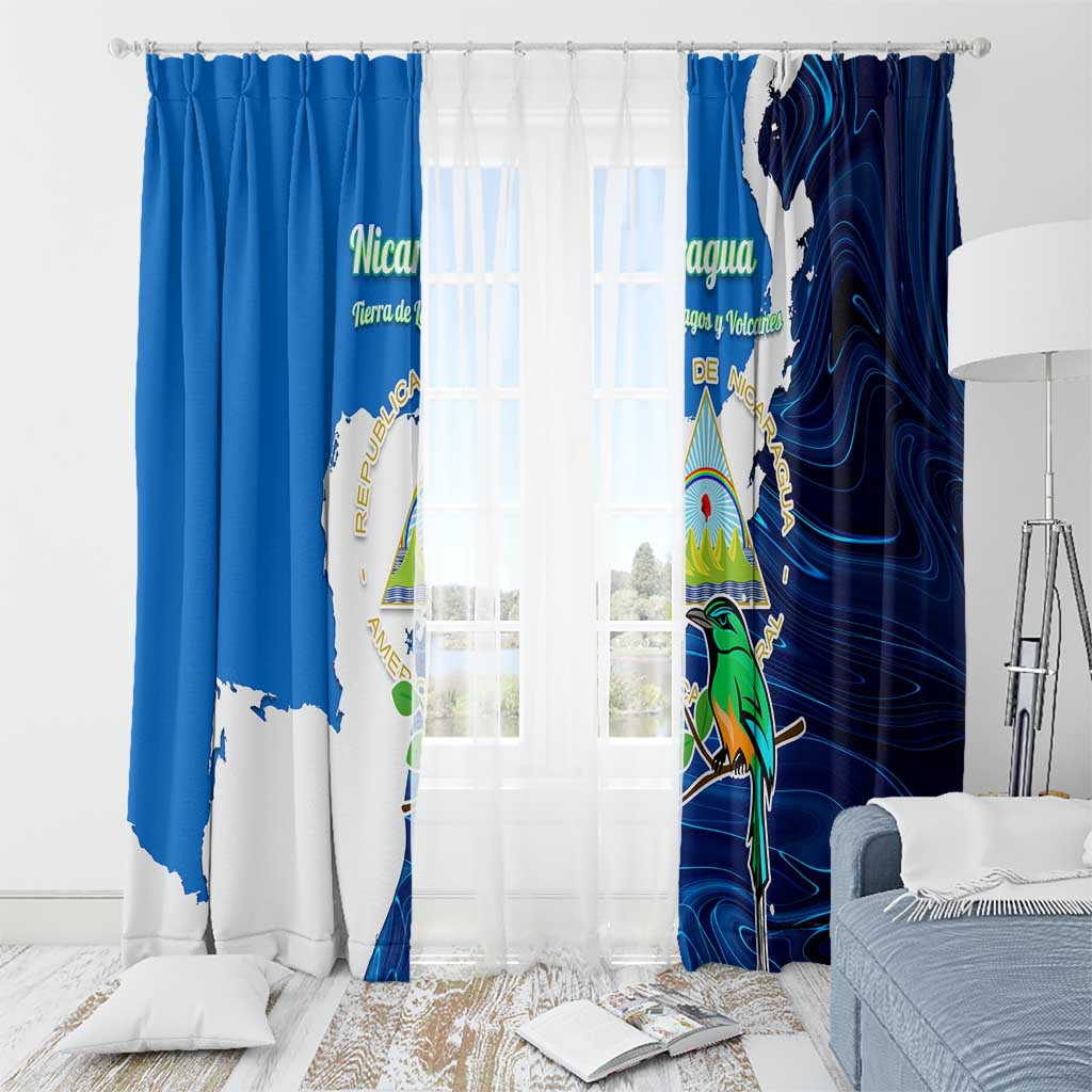 Nicaragua Guardabarranco Bird Window Curtain with Volcano Map and National Emblem Design - Wonder Print Shop