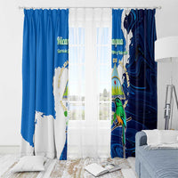 Nicaragua Guardabarranco Bird Window Curtain with Volcano Map and National Emblem Design - Wonder Print Shop
