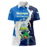 Nicaragua Guardabarranco Bird Women Polo Shirt with Volcano Map and National Emblem Design - Wonder Print Shop