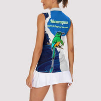 Nicaragua Guardabarranco Bird Women Sleeveless Polo Shirt with Volcano Map and National Emblem Design - Wonder Print Shop