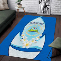 Nicaragua National Emblem Area Rug with White Flor de Sacuanjoche and Blue Gradient Design - Wonder Print Shop