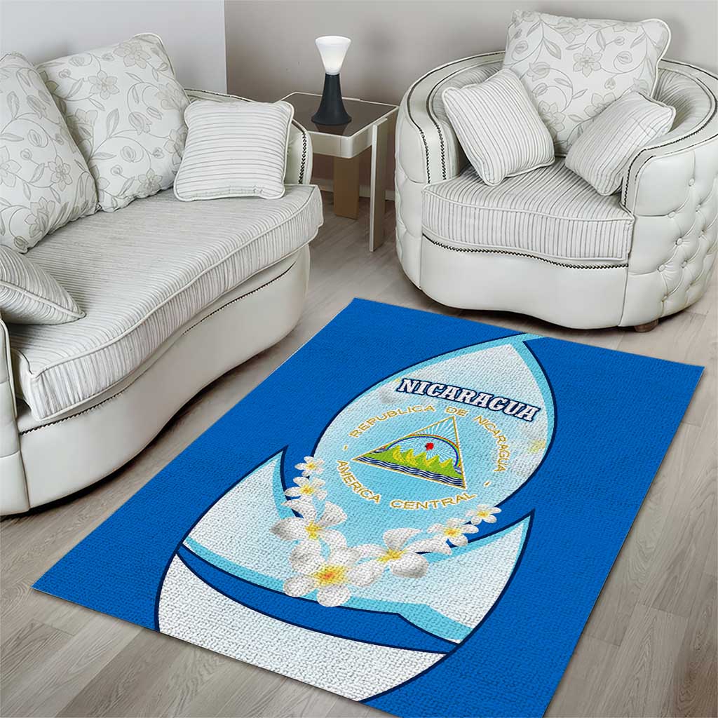 Nicaragua National Emblem Area Rug with White Flor de Sacuanjoche and Blue Gradient Design - Wonder Print Shop