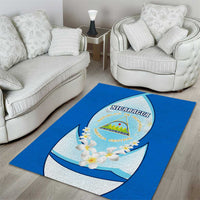 Nicaragua National Emblem Area Rug with White Flor de Sacuanjoche and Blue Gradient Design - Wonder Print Shop