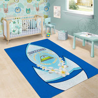 Nicaragua National Emblem Area Rug with White Flor de Sacuanjoche and Blue Gradient Design - Wonder Print Shop
