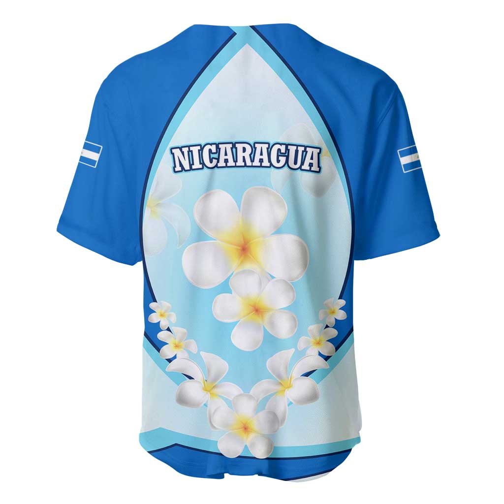 Nicaragua National Emblem Baseball Jersey with White Flor de Sacuanjoche and Blue Gradient Design - Wonder Print Shop
