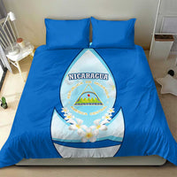 Nicaragua National Emblem Bedding Set with White Flor de Sacuanjoche and Blue Gradient Design - Wonder Print Shop