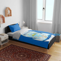 Nicaragua National Emblem Bedding Set with White Flor de Sacuanjoche and Blue Gradient Design - Wonder Print Shop