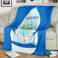 Nicaragua National Emblem Blanket with White Flor de Sacuanjoche and Blue Gradient Design - Wonder Print Shop