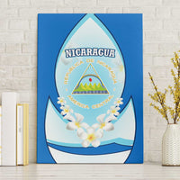 Nicaragua National Emblem Canvas Wall Art with White Flor de Sacuanjoche and Blue Gradient Design - Wonder Print Shop