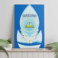 Nicaragua National Emblem Canvas Wall Art with White Flor de Sacuanjoche and Blue Gradient Design - Wonder Print Shop