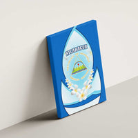 Nicaragua National Emblem Canvas Wall Art with White Flor de Sacuanjoche and Blue Gradient Design - Wonder Print Shop