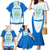 Nicaragua National Emblem Family Matching Mermaid Dress and Hawaiian Shirt with White Flor de Sacuanjoche and Blue Gradient Design - Wonder Print Shop