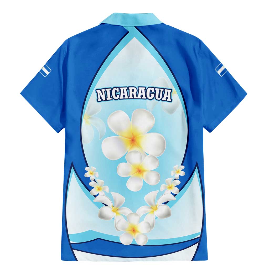 Nicaragua National Emblem Family Matching Mermaid Dress and Hawaiian Shirt with White Flor de Sacuanjoche and Blue Gradient Design - Wonder Print Shop