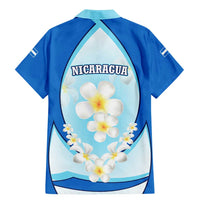 Nicaragua National Emblem Family Matching Mermaid Dress and Hawaiian Shirt with White Flor de Sacuanjoche and Blue Gradient Design - Wonder Print Shop