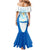 Nicaragua National Emblem Family Matching Mermaid Dress and Hawaiian Shirt with White Flor de Sacuanjoche and Blue Gradient Design - Wonder Print Shop