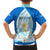 Nicaragua National Emblem Family Matching Puletasi and Hawaiian Shirt with White Flor de Sacuanjoche and Blue Gradient Design - Wonder Print Shop