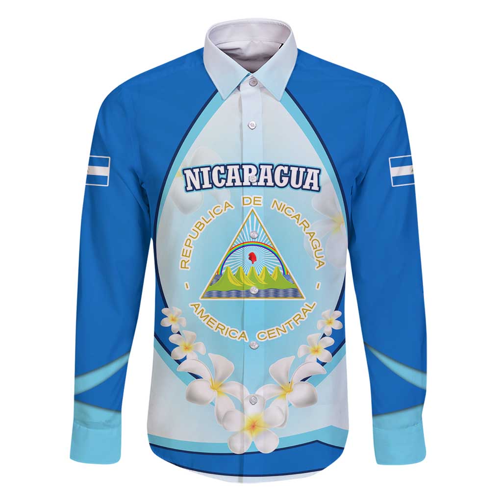 Nicaragua National Emblem Family Matching Puletasi and Hawaiian Shirt with White Flor de Sacuanjoche and Blue Gradient Design - Wonder Print Shop