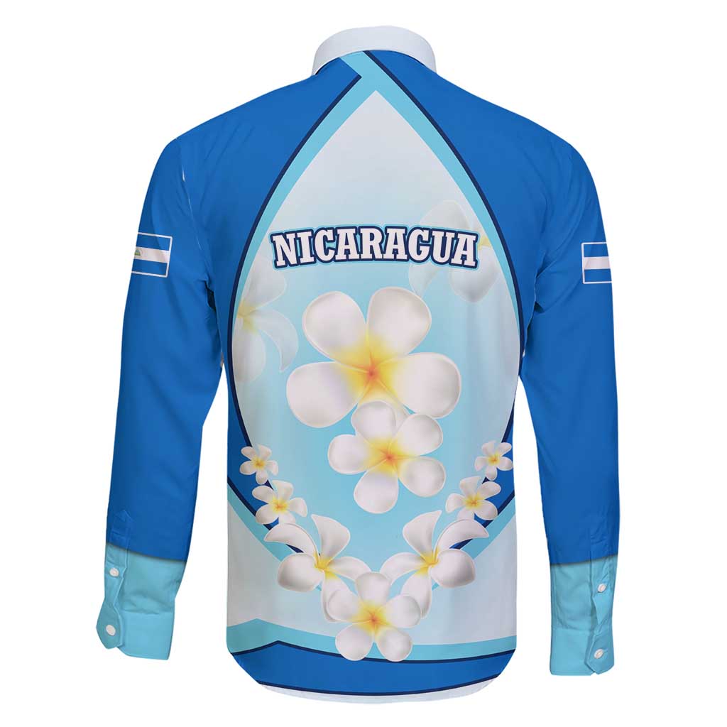 Nicaragua National Emblem Family Matching Short Sleeve Bodycon Dress and Hawaiian Shirt with White Flor de Sacuanjoche and Blue Gradient Design - Wonder Print Shop