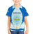 Nicaragua National Emblem Family Matching Short Sleeve Bodycon Dress and Hawaiian Shirt with White Flor de Sacuanjoche and Blue Gradient Design - Wonder Print Shop