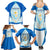 Nicaragua National Emblem Family Matching Summer Maxi Dress and Hawaiian Shirt with White Flor de Sacuanjoche and Blue Gradient Design - Wonder Print Shop