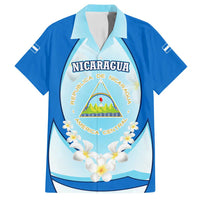 Nicaragua National Emblem Family Matching Summer Maxi Dress and Hawaiian Shirt with White Flor de Sacuanjoche and Blue Gradient Design - Wonder Print Shop