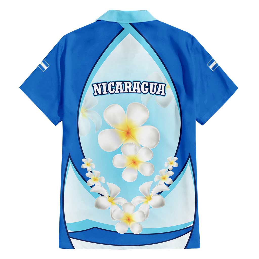 Nicaragua National Emblem Family Matching Summer Maxi Dress and Hawaiian Shirt with White Flor de Sacuanjoche and Blue Gradient Design - Wonder Print Shop