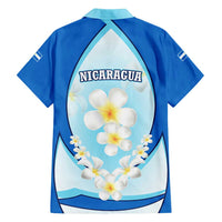Nicaragua National Emblem Family Matching Summer Maxi Dress and Hawaiian Shirt with White Flor de Sacuanjoche and Blue Gradient Design - Wonder Print Shop