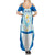 Nicaragua National Emblem Family Matching Summer Maxi Dress and Hawaiian Shirt with White Flor de Sacuanjoche and Blue Gradient Design - Wonder Print Shop