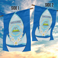 Nicaragua National Emblem Garden Flag with White Flor de Sacuanjoche and Blue Gradient Design - Wonder Print Shop