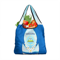 Nicaragua National Emblem Grocery Bag with White Flor de Sacuanjoche and Blue Gradient Design - Wonder Print Shop