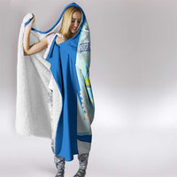 Nicaragua National Emblem Hooded Blanket with White Flor de Sacuanjoche and Blue Gradient Design - Wonder Print Shop