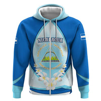 Nicaragua National Emblem Hoodie with White Flor de Sacuanjoche and Blue Gradient Design - Wonder Print Shop