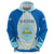 Nicaragua National Emblem Hoodie with White Flor de Sacuanjoche and Blue Gradient Design - Wonder Print Shop