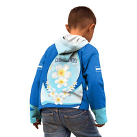 Nicaragua National Emblem Kid Hoodie with White Flor de Sacuanjoche and Blue Gradient Design - Wonder Print Shop