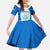 Nicaragua National Emblem Kid Short Sleeve Dress with White Flor de Sacuanjoche and Blue Gradient Design - Wonder Print Shop