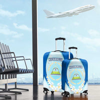 Nicaragua National Emblem Luggage Cover with White Flor de Sacuanjoche and Blue Gradient Design - Wonder Print Shop