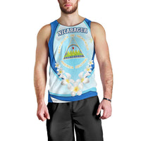 Nicaragua National Emblem Men Tank Top with White Flor de Sacuanjoche and Blue Gradient Design - Wonder Print Shop